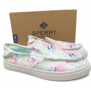 Sperry Girls Loafers Size 4 Salty Wash Tie Dye Canvas Slip-On Shoes NEW w Box